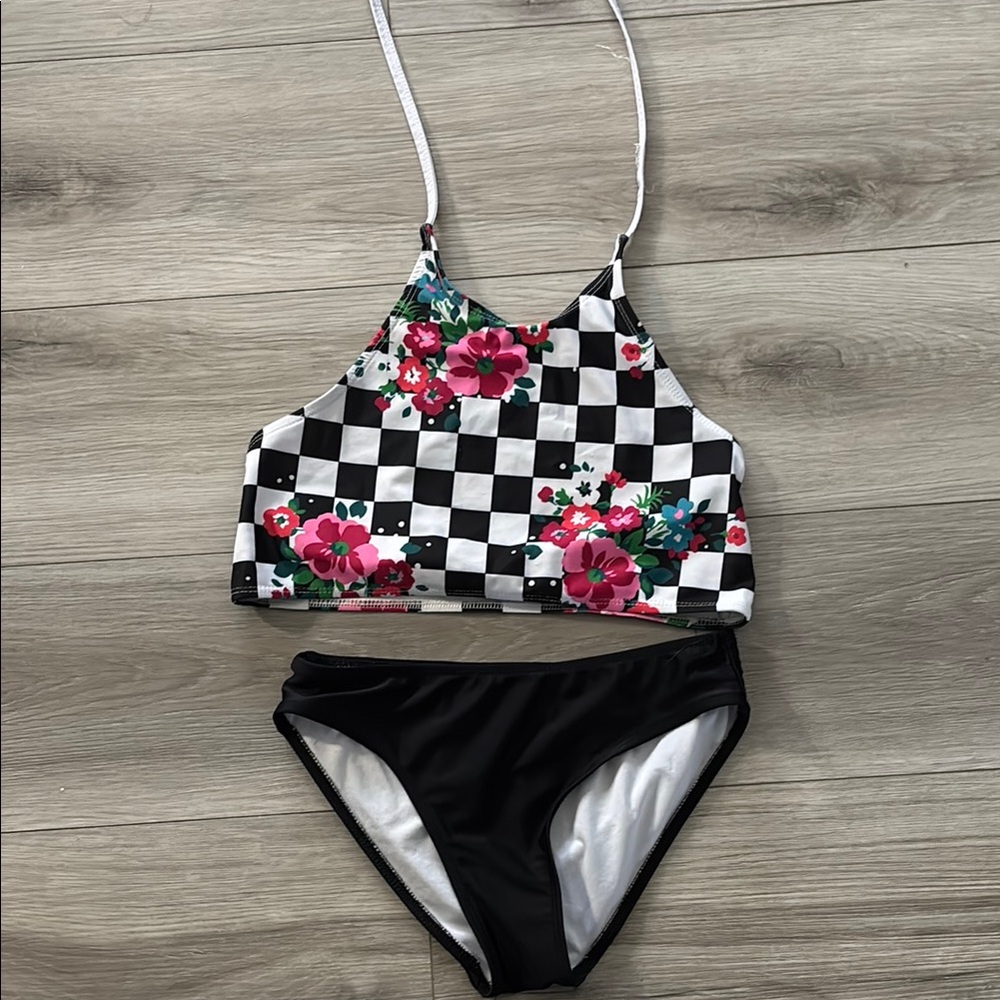 Kids Swim Checkered Floral Bikini